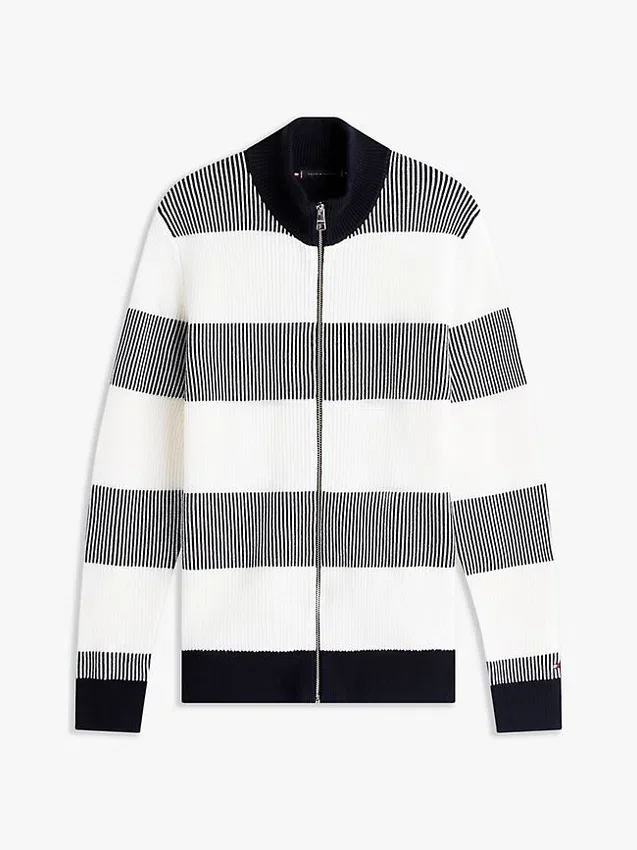 Block Stripe Zip Cardigan Block Stripe Zip Cardigan