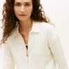 Boxy Fit Cable Knit Zip Cardigan
