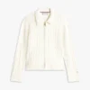 Boxy Fit Cable Knit Zip Cardigan