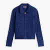 Boxy Fit Cable Knit Zip Cardigan Boxy Fit Cable Knit Zip Cardigan