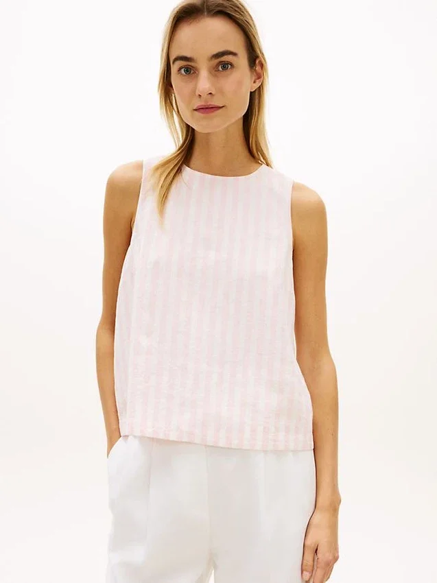 Buttoned-Back Linen-Blend Tank Top Buttoned-Back Linen-Blend Tank Top