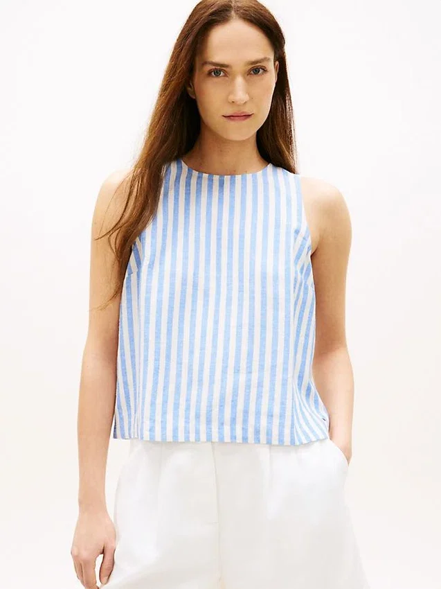 Buttoned-Back Linen-Blend Tank Top Buttoned-Back Linen-Blend Tank Top