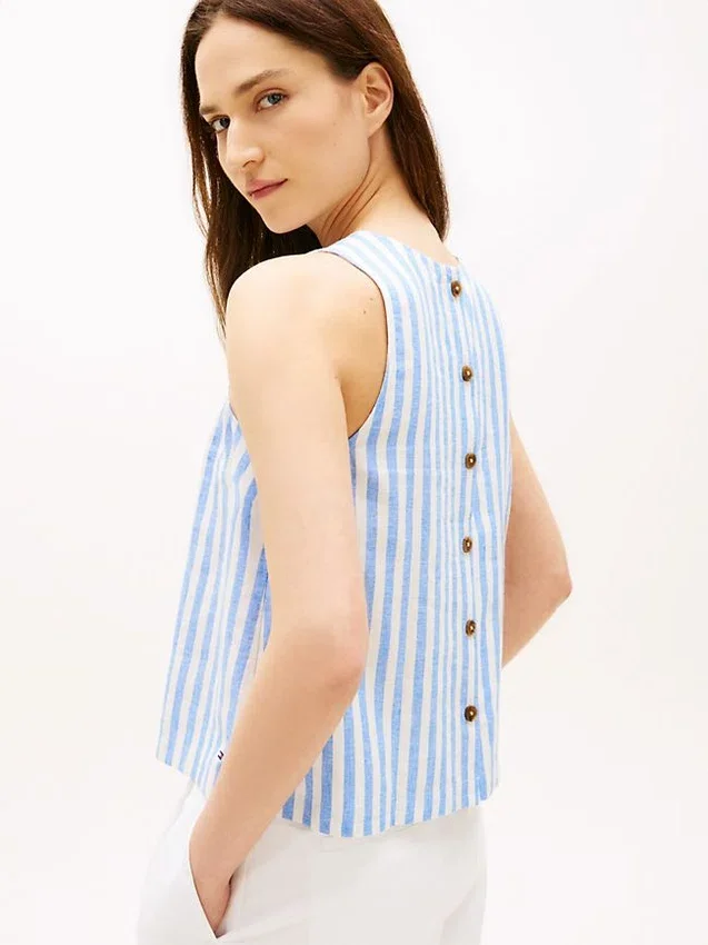 Buttoned-Back Linen-Blend Tank Top Buttoned-Back Linen-Blend Tank Top