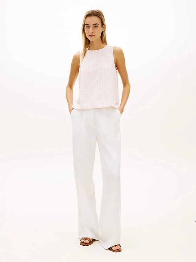 Buttoned-Back Linen-Blend Tank Top Buttoned-Back Linen-Blend Tank Top