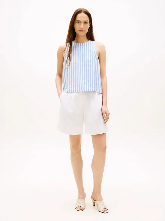 Buttoned-Back Linen-Blend Tank Top Buttoned-Back Linen-Blend Tank Top