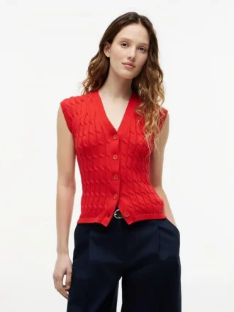 Cable Knit Cardigan Vest