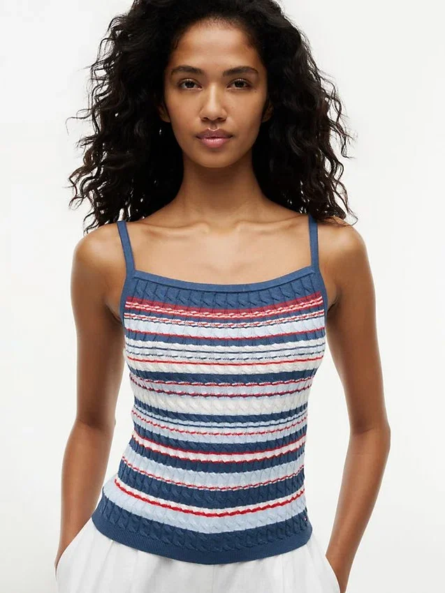 Cable Knit Striped Tank Top Cable Knit Striped Tank Top