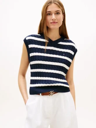Cable Knit V-Neck Sweater Vest