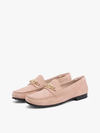 Chain-Link Suede Loafer