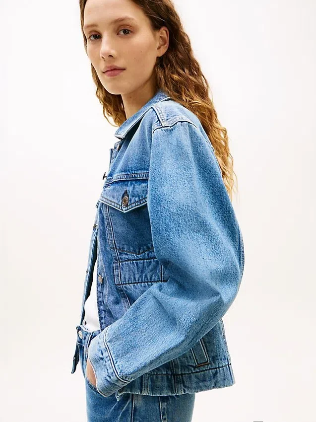 Cinched Faded Denim Jacket Cinched Faded Denim Jacket