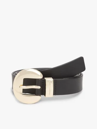 Circle Buckle Leather Belt