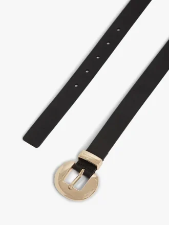 Circle Buckle Leather Belt