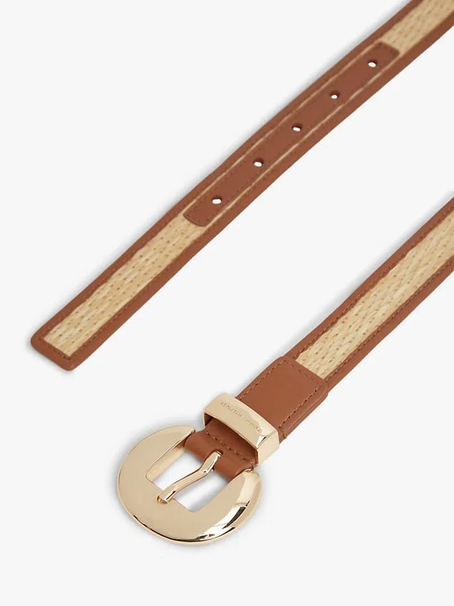 Circle Buckle Leather & Raffia Belt Circle Buckle Leather & Raffia Belt