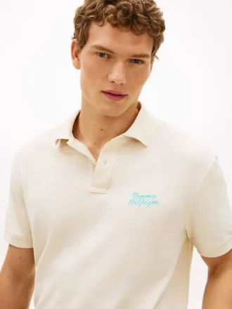 Classic Fit Embroidered Palm Tree Polo