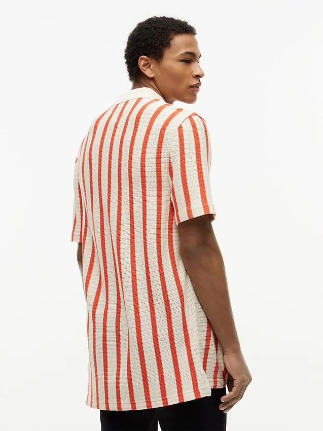 Classic Fit Stripe Open-Knit Polo Classic Fit Stripe Open-Knit Polo