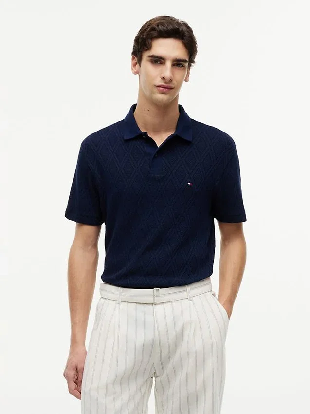 Classic Fit Textured Jacquard Polo Classic Fit Textured Jacquard Polo