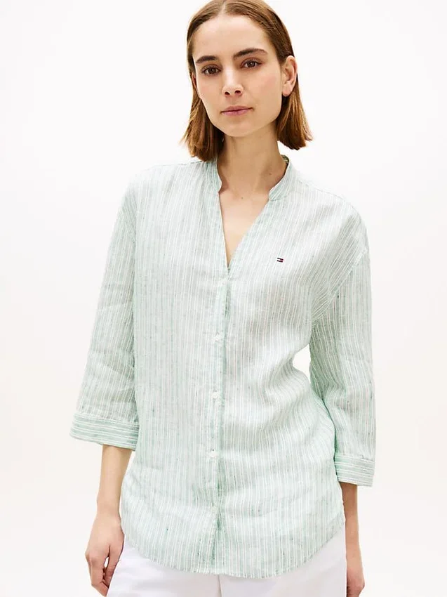 Collarless Linen Pullover Shirt Collarless Linen Pullover Shirt