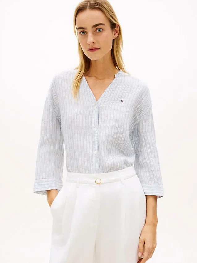 Collarless Linen Pullover Shirt Collarless Linen Pullover Shirt