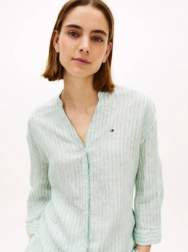 Collarless Linen Pullover Shirt Collarless Linen Pullover Shirt