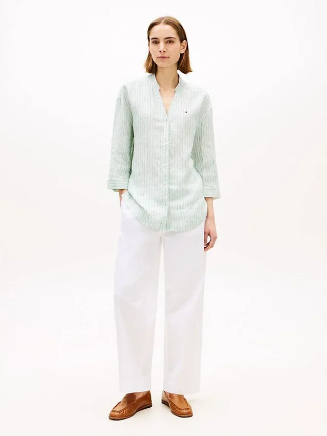 Collarless Linen Pullover Shirt Collarless Linen Pullover Shirt