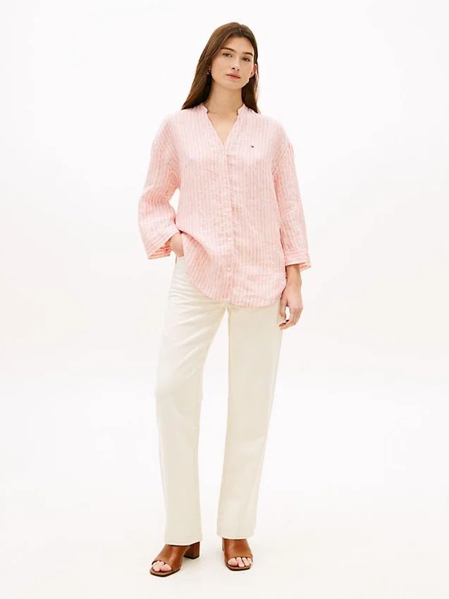 Collarless Linen Pullover Shirt Collarless Linen Pullover Shirt