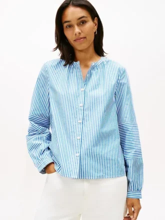 Collarless Poplin Shirt