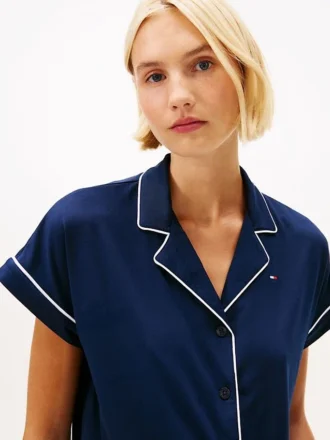 Contrast Trim Shirt & Short Sleep Set