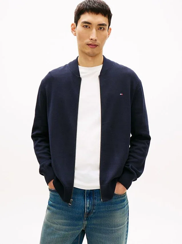 Cotton Zip Baseball Cardigan Cotton Zip Baseball Cardigan