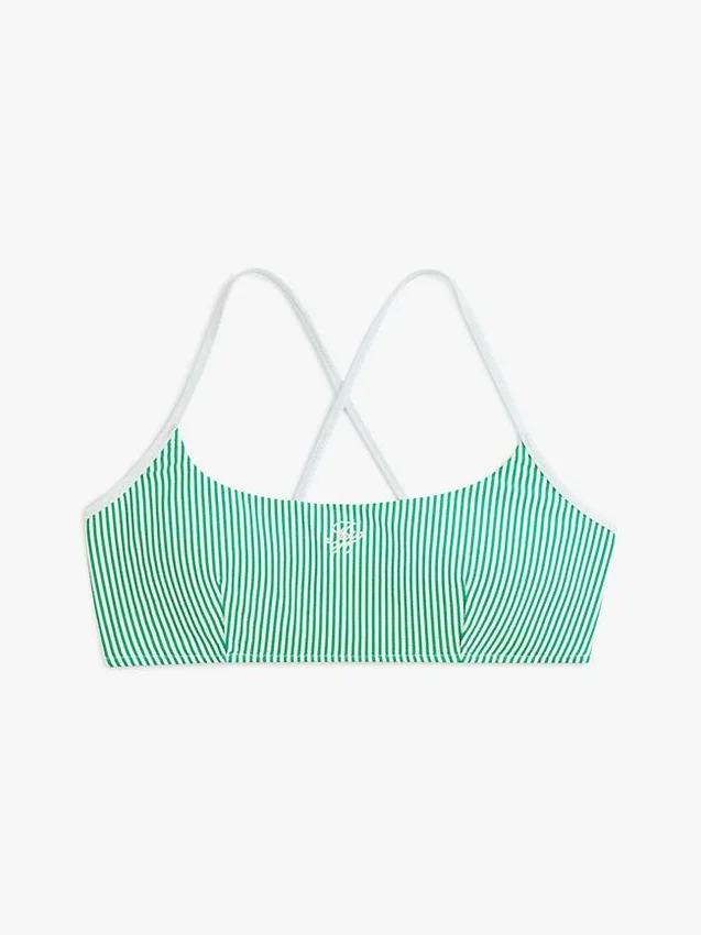 Crossed-Back Seersucker Bikini Top Crossed-Back Seersucker Bikini Top