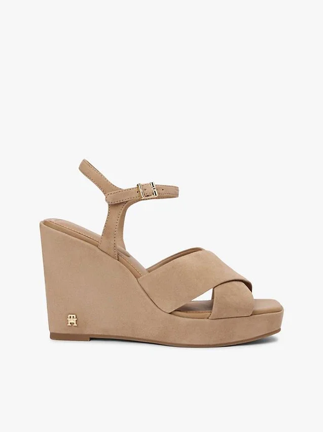 Crossed-Strap Suede Wedge Sandal Crossed-Strap Suede Wedge Sandal