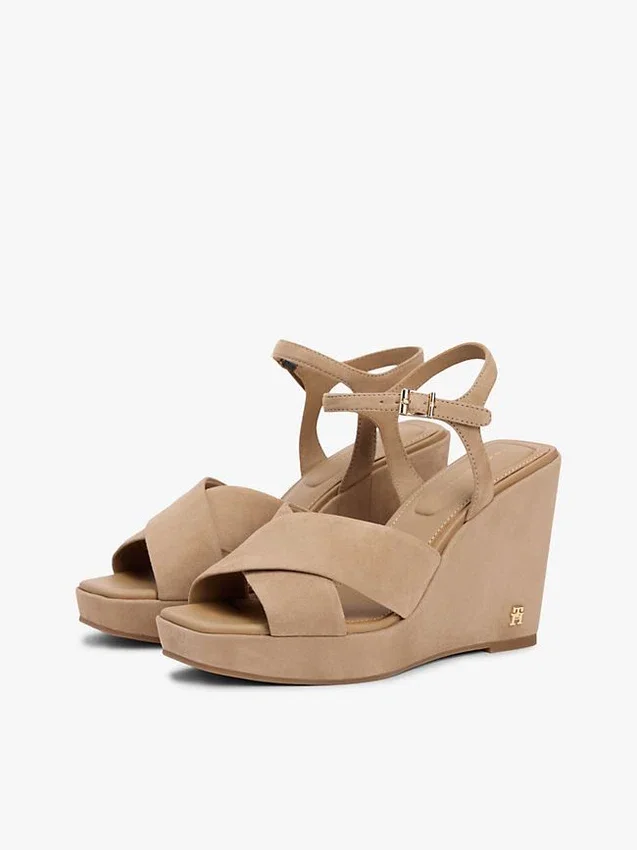 Crossed-Strap Suede Wedge Sandal Crossed-Strap Suede Wedge Sandal