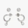 Crystal Accent Hoop & Stud Earring Set