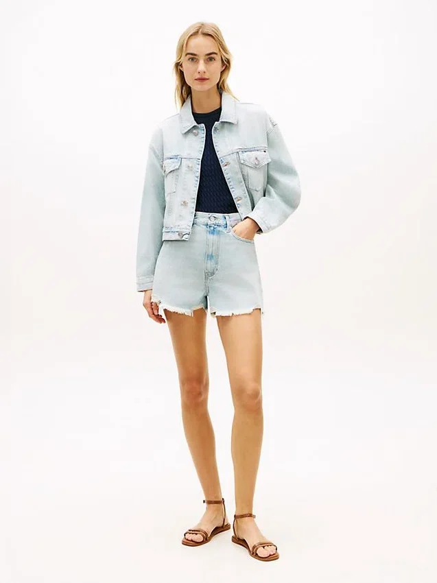 Distressed High-Rise Wide Denim Short Distressed High-Rise Wide Denim Short