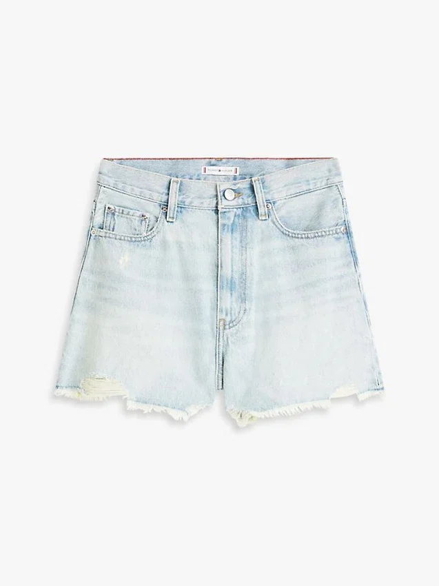 Distressed High-Rise Wide Denim Short Distressed High-Rise Wide Denim Short