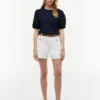 Embroidered Eyelet Mixed-Media Top