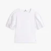 Embroidered Eyelet Mixed-Media Top
