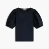 Embroidered Eyelet Mixed-Media Top
