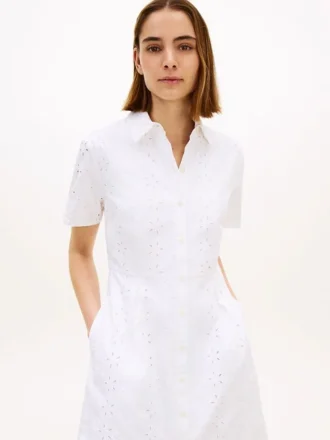 Embroidered Eyelet Poplin Shirtdress