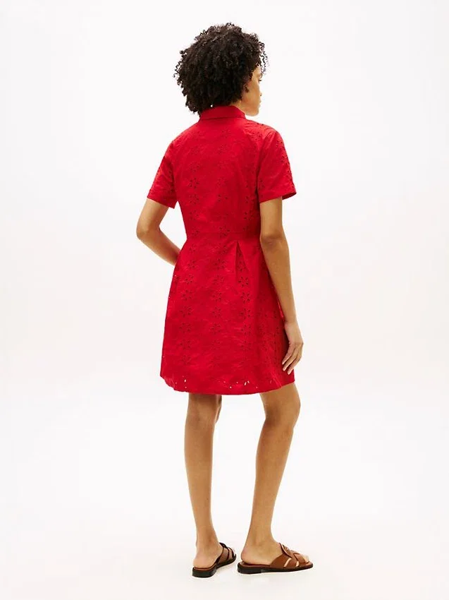 Embroidered Eyelet Poplin Shirtdress Embroidered Eyelet Poplin Shirtdress