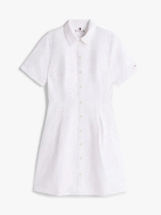 Embroidered Eyelet Poplin Shirtdress Embroidered Eyelet Poplin Shirtdress