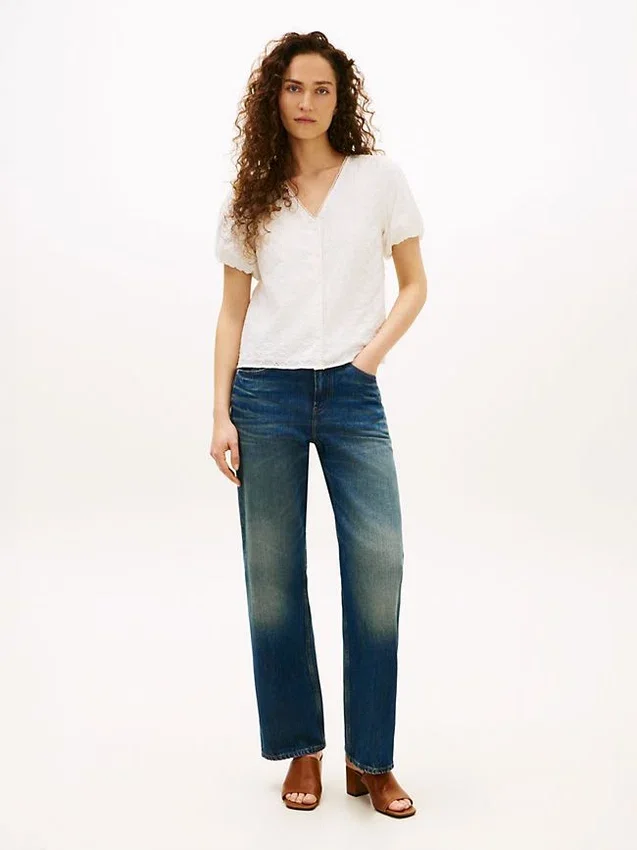 Embroidered Eyelet V-Neck Shirt Embroidered Eyelet V-Neck Shirt
