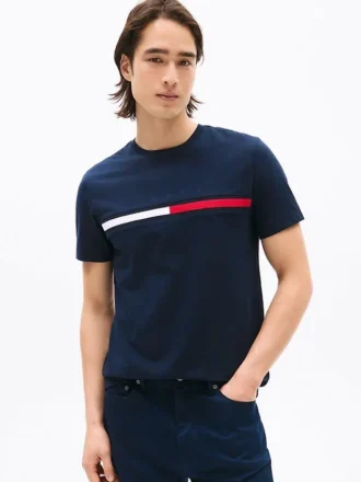 Embroidered Flag Stripe Logo T-Shirt