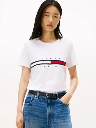 Embroidered Flag Stripe Logo T-Shirt