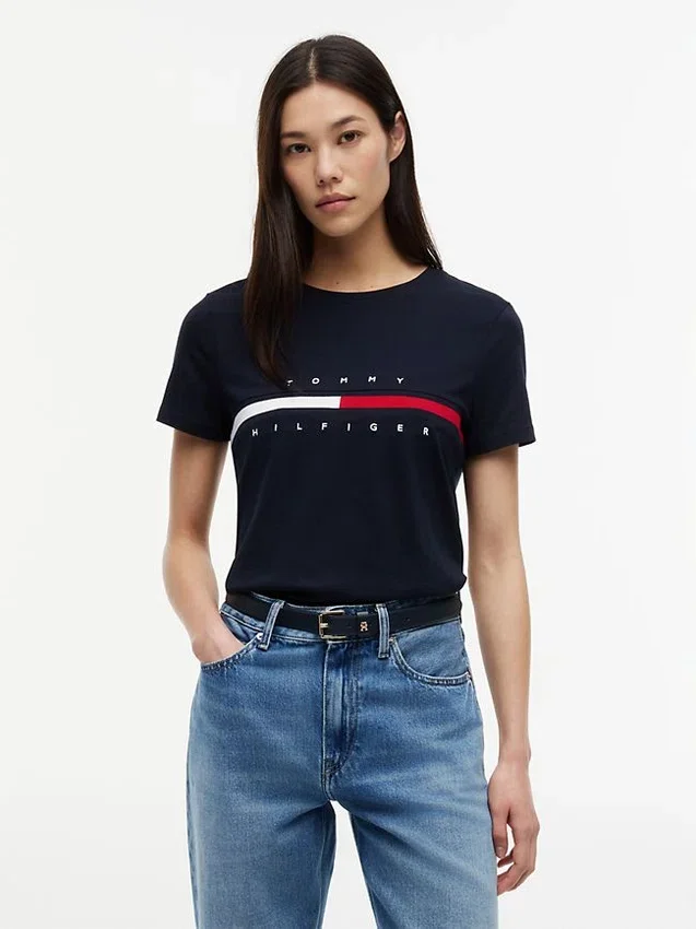 Embroidered Flag Stripe Logo T-Shirt Embroidered Flag Stripe Logo T-Shirt
