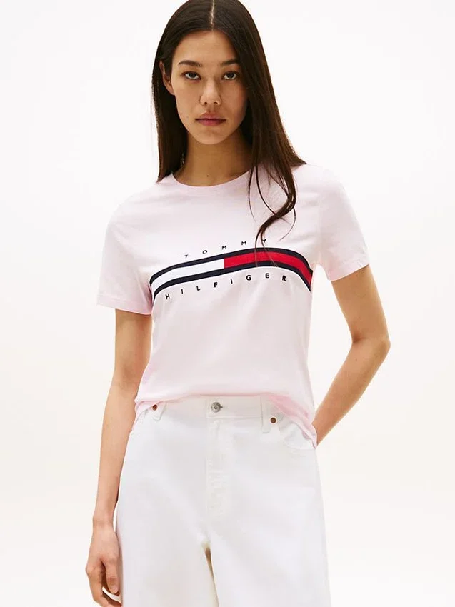 Embroidered Flag Stripe Logo T-Shirt Embroidered Flag Stripe Logo T-Shirt