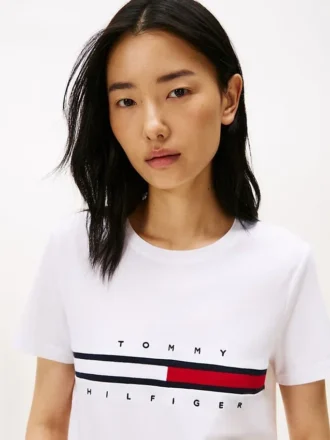 Embroidered Flag Stripe Logo T-Shirt