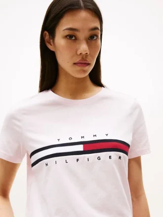 Embroidered Flag Stripe Logo T-Shirt