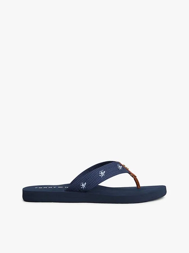 Embroidered Monogram Canvas Flip Flop Embroidered Monogram Canvas Flip Flop