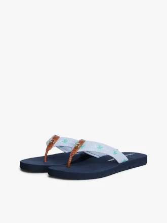 Embroidered Monogram Canvas Flip Flop