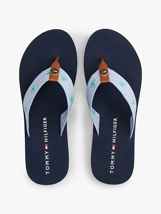Embroidered Monogram Canvas Flip Flop Embroidered Monogram Canvas Flip Flop